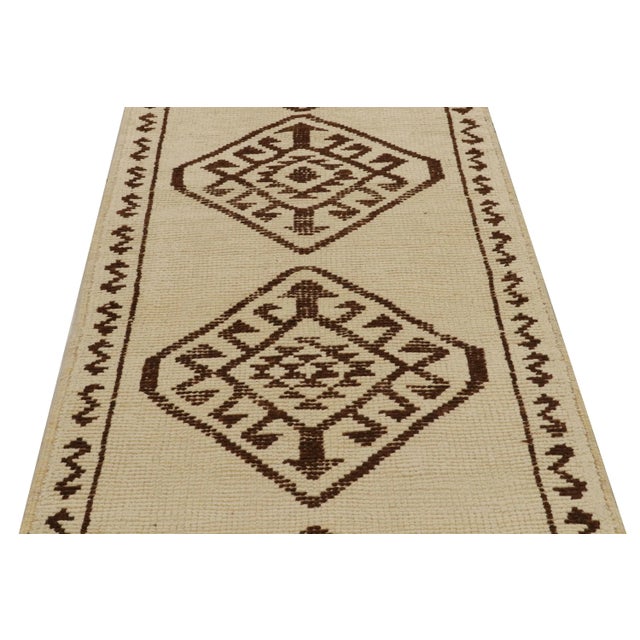 Rug & Kilim 1950s Vintage Runner in Beige & Brown Tribal Pattern For Sale - Image 4 of 8