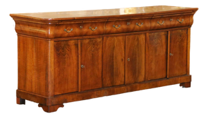 19th Century French Louis Philippe Walnut Six-Door Three-Drawer Enfilade Buffet