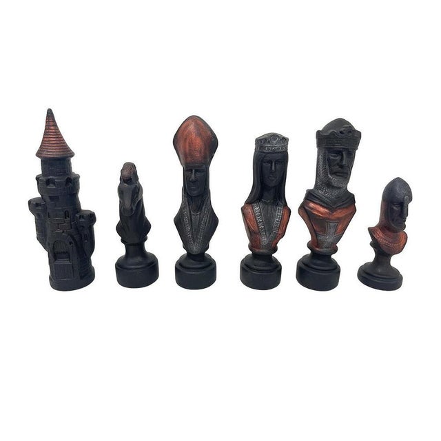 Medieval Style Chess Set in Cast Clay, Set of 33 For Sale - Image 13 of 16