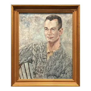 Jess Saunders Mid-Century Oil Painting Portrait of Charles Foster
