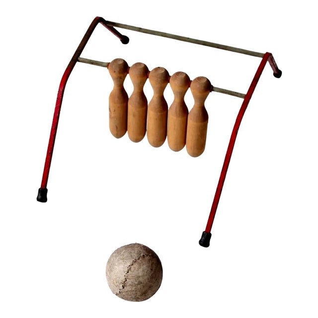 Vintage Wooden Bowling Game For Sale
