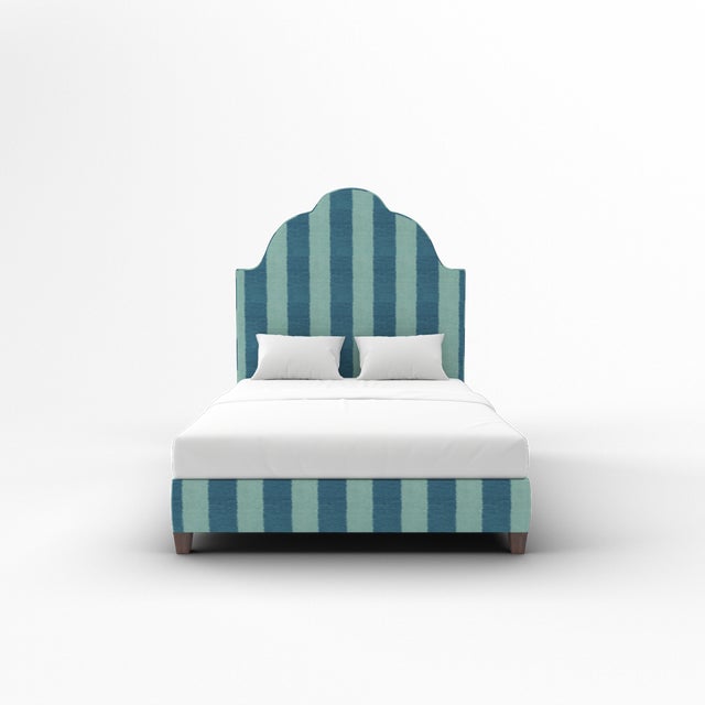 Elevate your bedroom with this luxurious upholstered bed, available exclusively on Chairish. Expertly crafted in the USA...