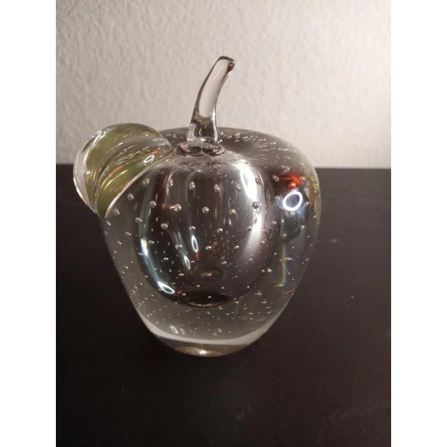 Clear Art Glass Bullicante Apple Shaped Paper Weight For Sale In Dallas - Image 6 of 8