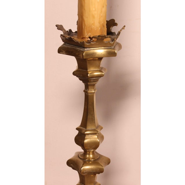 Electrified Bronze Candlesticks, Italy, 17th Century, Set of 2 For Sale - Image 6 of 12