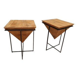Inverted Pyramid Occasional Tables, 1970, Set of 2 For Sale