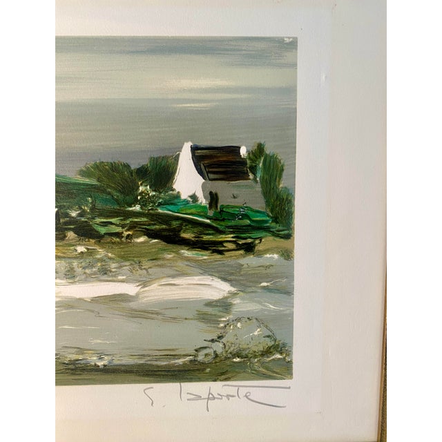 French Mid 20th Century Vintage, French Lithograph, Laporte, Brittany Coast Landscape, Framed For Sale - Image 3 of 7