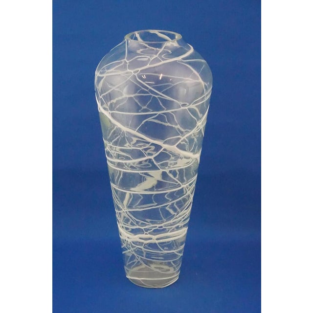 Murano Glass Vase in White Glass Paste Lattice, 1940s For Sale - Image 3 of 18