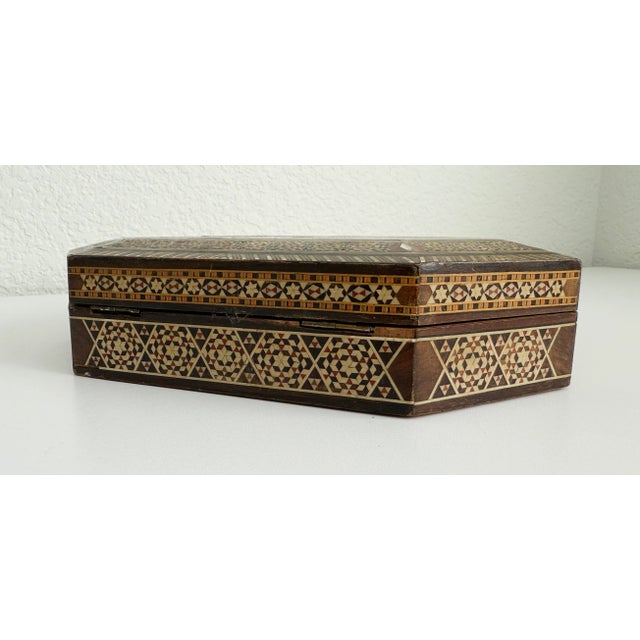 Wood Early 20th Century Large Persian Khatam Mosaic Inlaid Box For Sale - Image 7 of 10