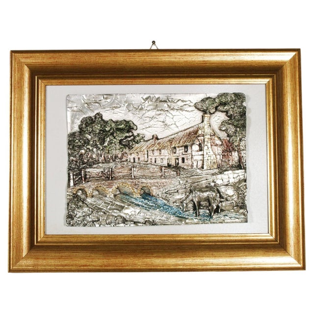 Italian 925 Silver and 24-Karat Gold-Plated Bronze High-Relief Landscape from Argenteria Darte Guerrini, 1990s For Sale - Image 3 of 9