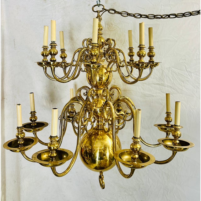 Antique 17th Century Dutch Brass 16-Light Cannonball Chandelier For Sale - Image 10 of 12
