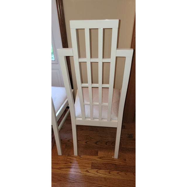 White 1970s Abel Gonzalez White Lacquer Modern Tall Back Dining Room Chairs For Sale - Image 8 of 18