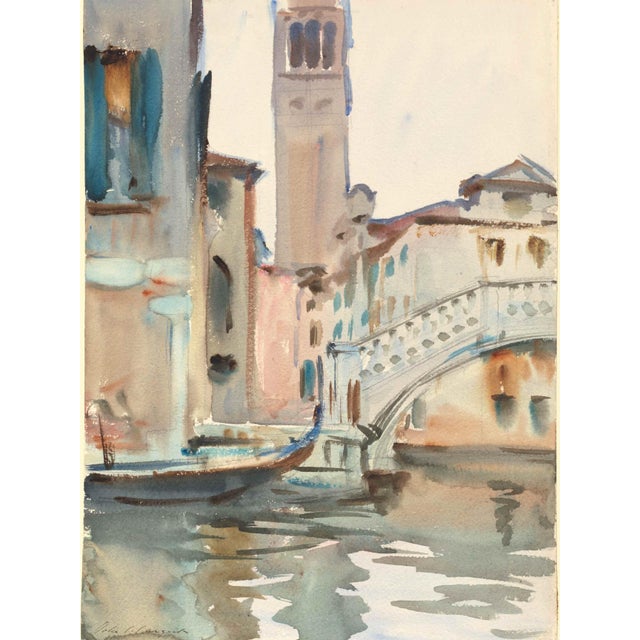 Rialto Bridge, Venice by John Singer Sargent, Vintage Art Print, 24" X 32" For Sale