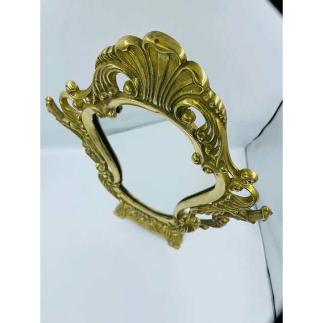 Metal Late 20th Century Heavy Brass Classical-Style Vanity Mirror For Sale - Image 7 of 12