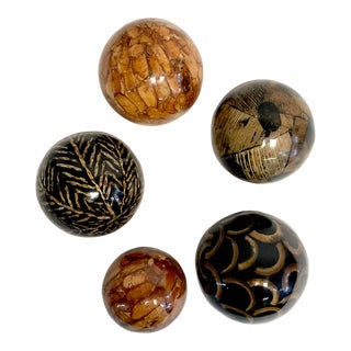 1970s Vintage Boho Chic Contemporary Decorative Balls - Set of 5 For Sale