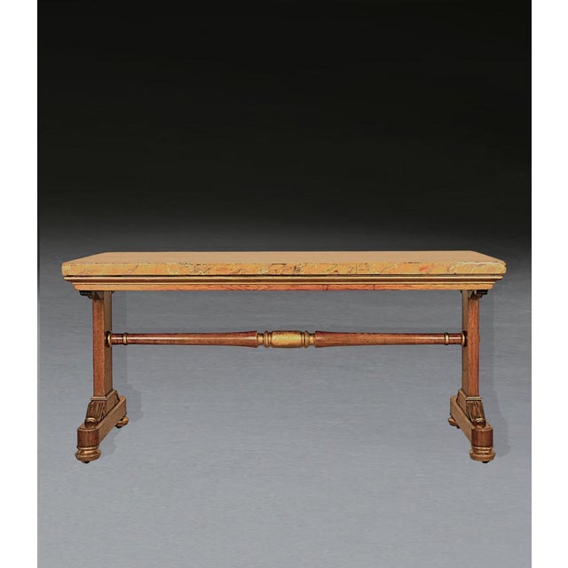 Early 19th Century Regency Siena Marble, Oak and Giltwood Centre Table, 1830s For Sale - Image 5 of 12