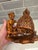 Copper Mid-Century Balinese Teak Cockfighter With Double-Rooster Openwork Cage Sculpture For Sale - Image 8 of 12