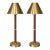 Mid-Century Modern Lauren Ralph Lauren Home Brass & Leather Buffet Table Lamps – Campaign Style Designer Lighting - Pair For Sale