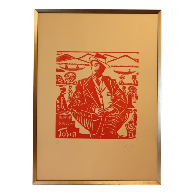 Bellora, Puccini's Tosca Bohème, 1970s, Lithograph, Framed For Sale