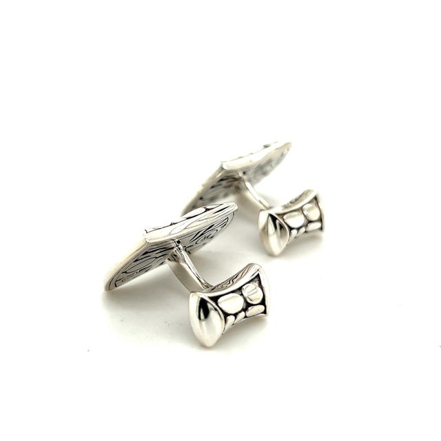 1990s 1990s Pair of John Hardy Estate Mens Pebble Cufflinks Sterling Silver For Sale - Image 5 of 8