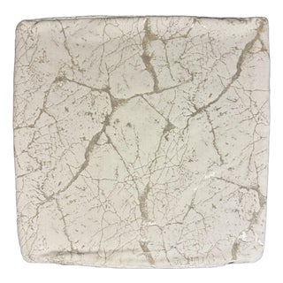 Handmade Designer Marble Crackle Velvet Pillow Cover Metallic Cream Gold 23x22 For Sale