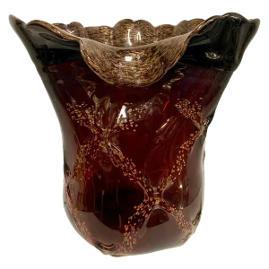 Purple and Gold Art Glass Centerpiece Vase