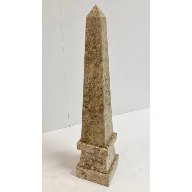 Art Deco Vintage French Art Deco Fossil Marble Obelisk For Sale - Image 3 of 5
