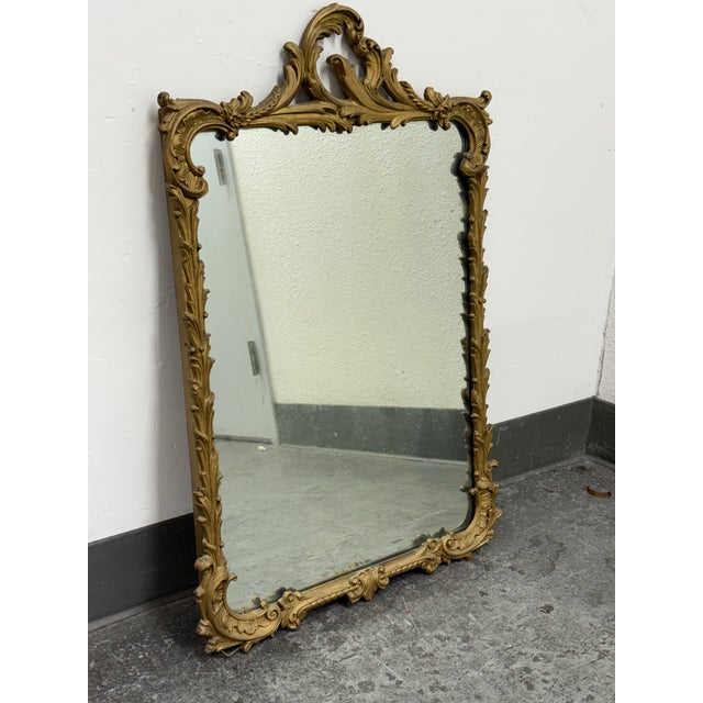 French Louis XV Style Gilt + Patina Mirror, Antique For Sale - Image 3 of 12
