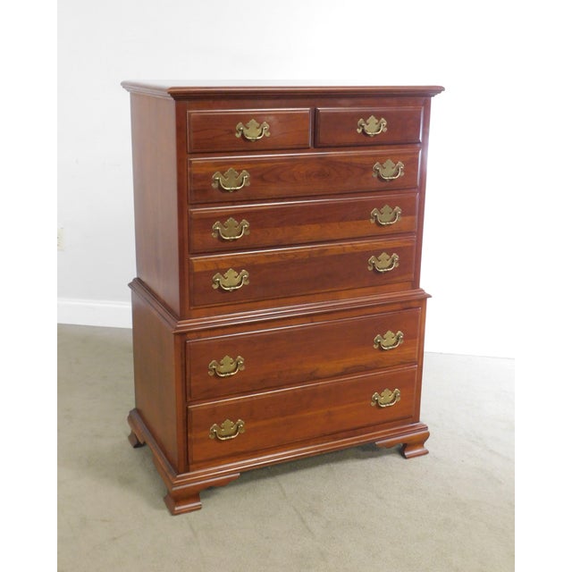 Ethan Allen Early American Traditional Solid Cherry Chest on Chest