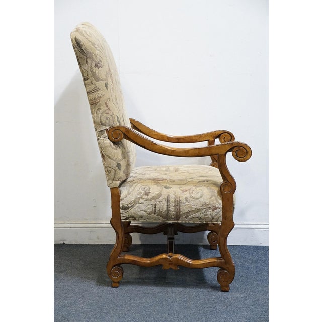 Wood Century Furniture Rustic Old World Transitional Upholstered Dining / Accent Lounge Arm Chair For Sale - Image 7 of 10
