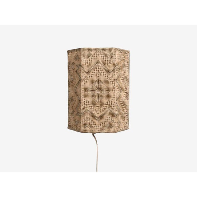 Beige Swedish Modern, Wall Sconces, Beige and White Crocheted Fabric, Sweden, 1970s For Sale - Image 8 of 10