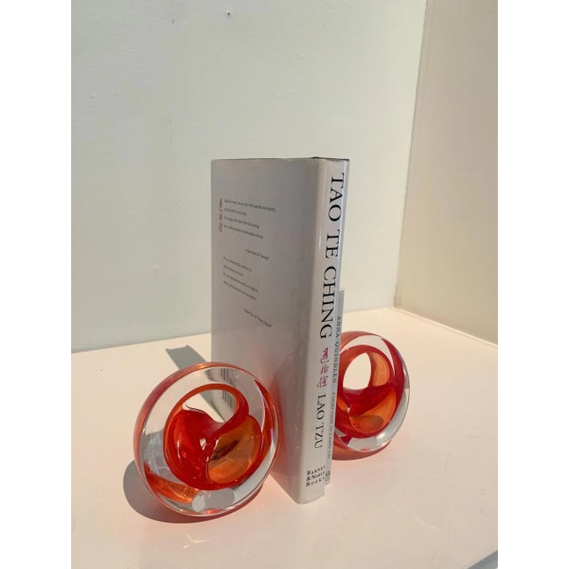 Modern English Teign Valley Red Art Glass Sculptures or Bookends - A Pair For Sale - Image 3 of 12