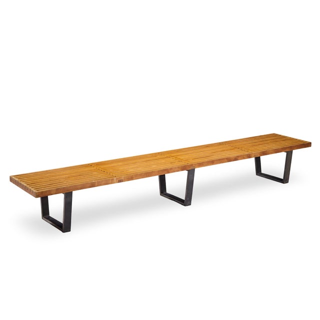 George Nelson for Herman Miller Mid Century Long Slat Bench For Sale In Chicago - Image 6 of 9