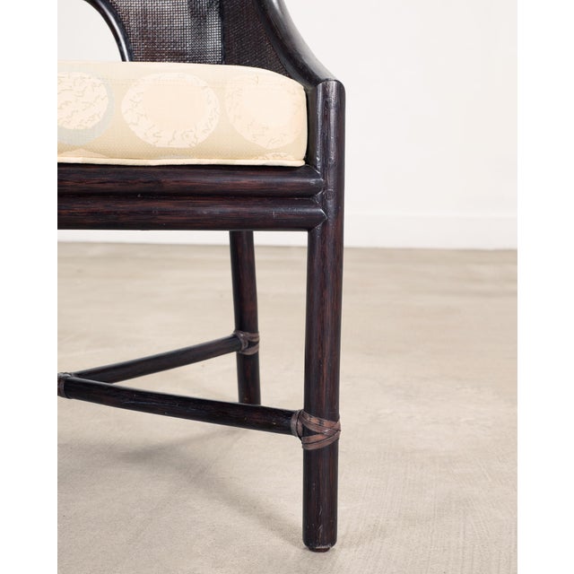 Pair of Barbara Barry for McGuire Rattan Caned Dining Armchairs For Sale - Image 12 of 18