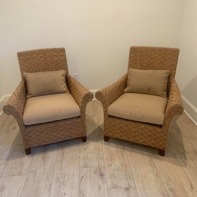 Crate Barrel Wicker Arm Chairs A Pair Chairish