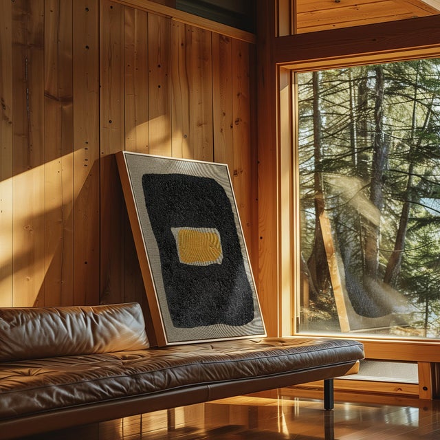 Contemporary Gold and Carbon Painting on Spanish Linen Minimalist Painting, Framed For Sale - Image 3 of 5