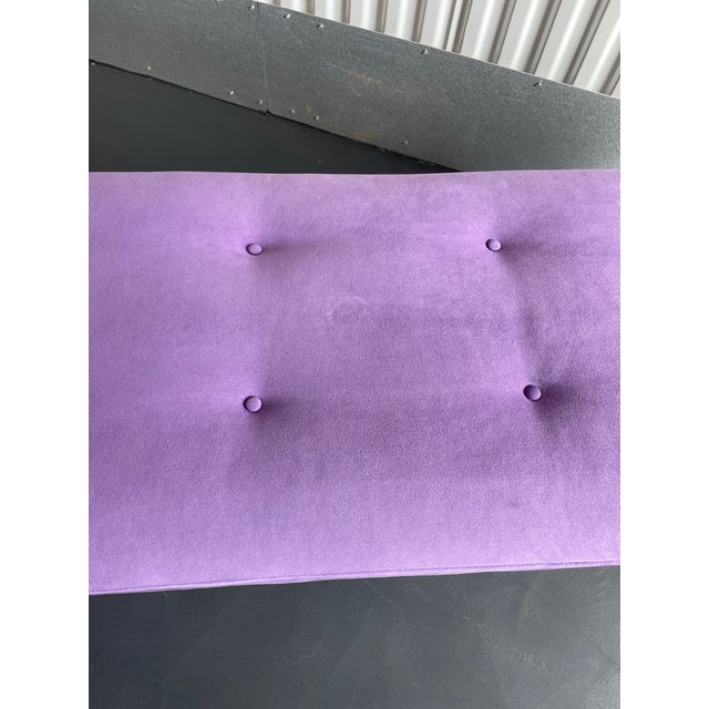 1980s Vintage Purple Upholstered Parsons Bench For Sale - Image 11 of 12
