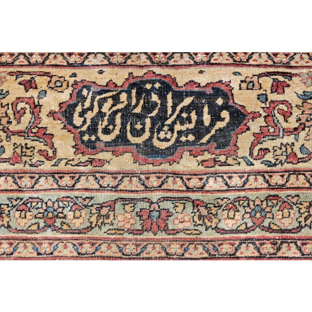 Persian 19th Century Persian Kerman Lavar Rug, Hand-Knotted Wool, Floral Pattern, Red & Ivory, 8x11 For Sale - Image 3 of 18
