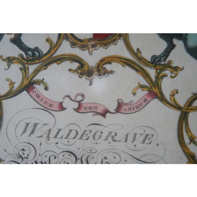 3 Framed Armorial Engravings Figural Coat of Arms Family Crest Heraldic Prints For Sale - Image 10 of 12