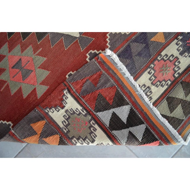 Handmade Turkish Kilim Rug Barak Design Area Rug - 6'1" X 9'1" For Sale - Image 10 of 12