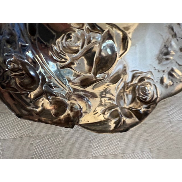 19th C Art Nouveau Sterling Silver Rose Bowl or Bonbon Dish For Sale - Image 9 of 14