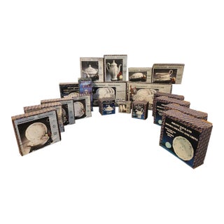 1970s New Old Stock Johann Haviland Blue Garland Master Dinnerware Set - Service for 8 With Rare Hostess Pieces, Factory Sealed Boxes- 63 Pieces For Sale
