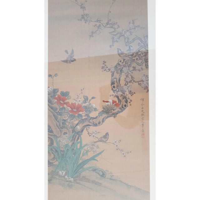 20th Century Chinese Chinoiserie Silk Landscape Scroll Painting For Sale - Image 4 of 13