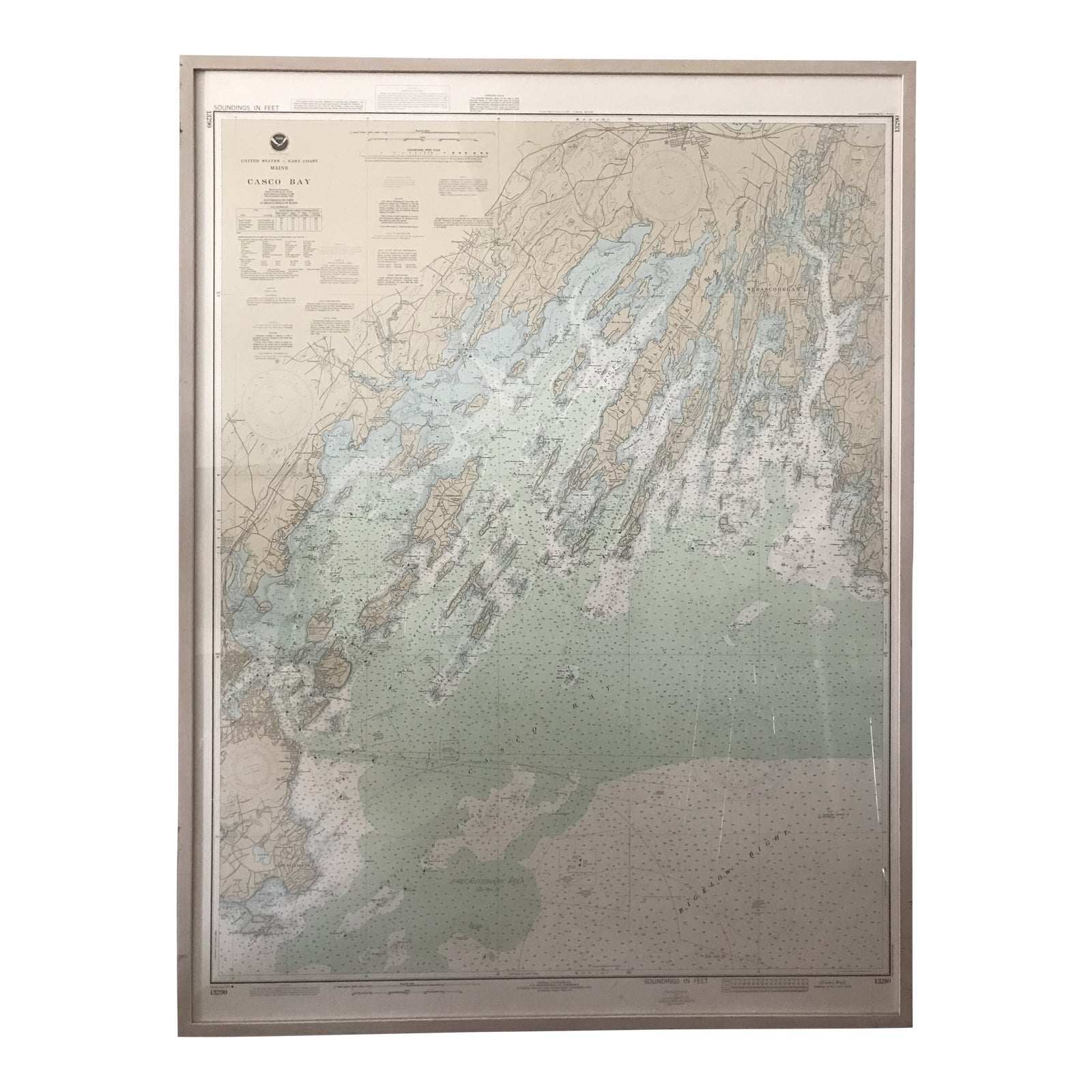 Vintage Casco Bay Maine Framed Map Chairish