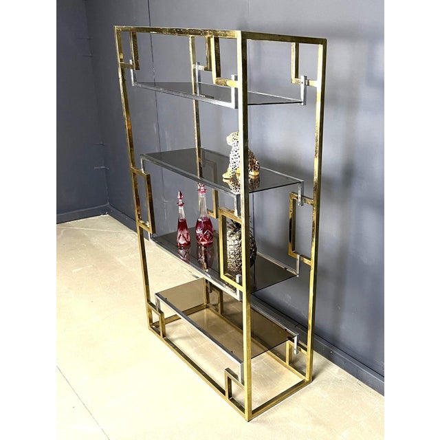 Vintage Brass and Chrome Wall Unit, 1970s For Sale - Image 12 of 14