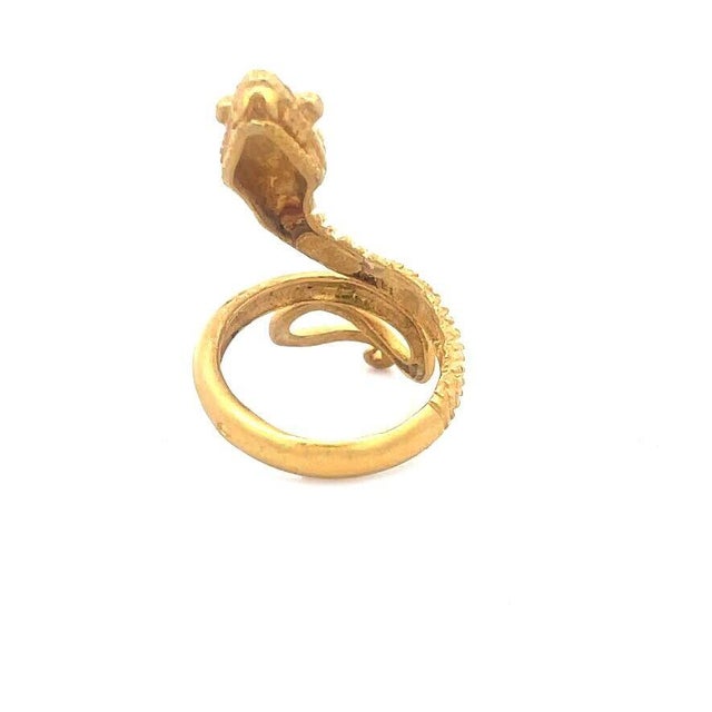 Contemporary Snake Ring 22k Gold Coiled Cobra Size 6 For Sale - Image 3 of 6