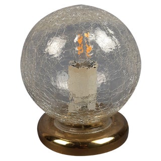 Cracklè Sphere Glass Table Lamp, 1970s For Sale