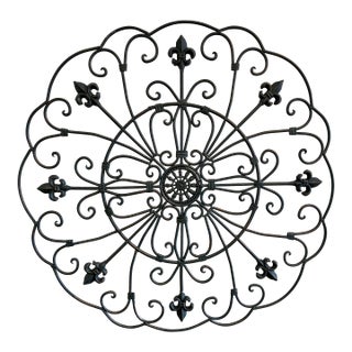 Large Wrought Metal Fleur-De-Lis Wall Bracket For Sale