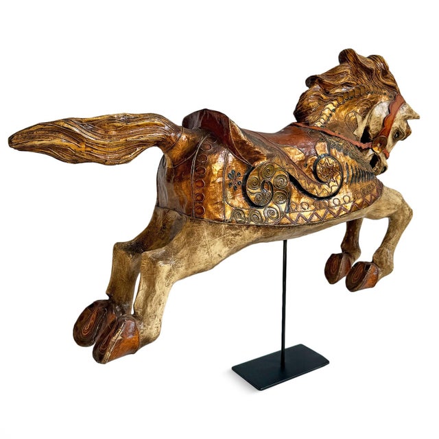 Vintage Paper Mâché Carousel Horse Sculpture For Sale - Image 4 of 6