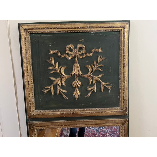 Late 19th Century French Tremeau Mirror 19th Century Original Green Painted and Gilded For Sale - Image 5 of 9