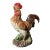 Ceramic Rooster Figurine, Colorful Hand-Painted With Bamboo Base (Peace & Safety Symbol) For Sale